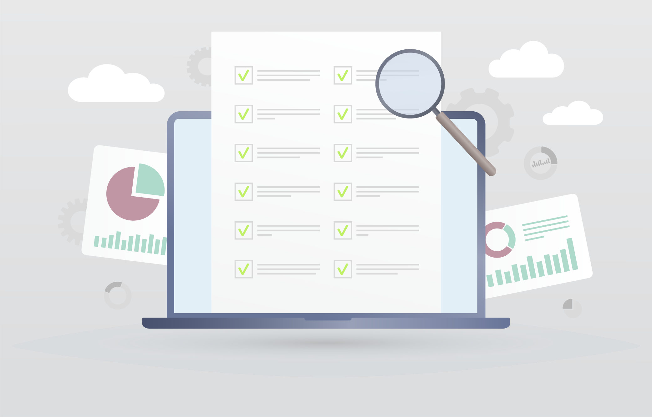 Business Analysis Concept - Checklist in front of laptop icon